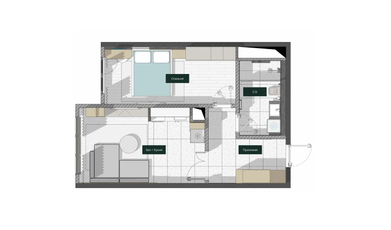 2-комнатная квартира 47.59 м²  8/26 этаж | Жилой комплекс SAF TOWERS