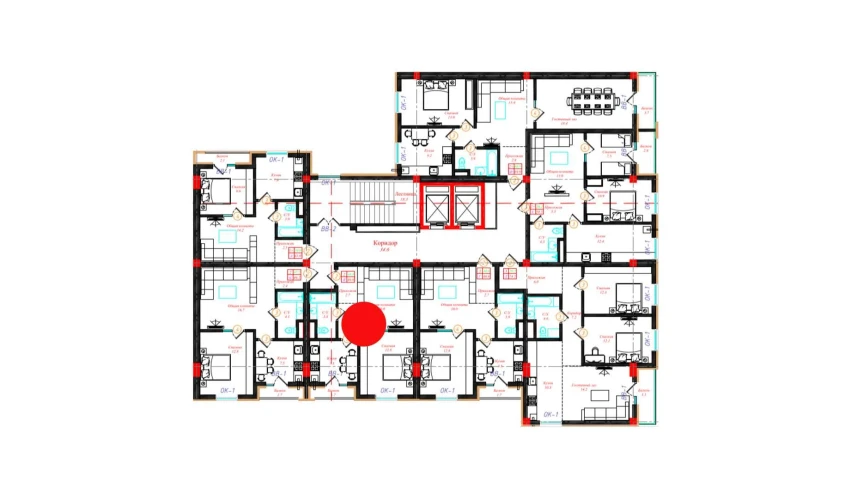 2-комнатная квартира 46.6 м²  4/10 этаж | Жилой комплекс CHINARA PARK