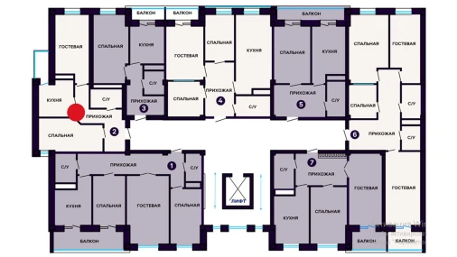2-комнатная квартира 56.08 м²  1/10 этаж | Жилой комплекс ORIFON