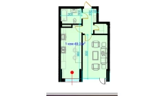 1-комн. квартира 51.3 м²  2/9 этаж | Жилой комплекс Rohat