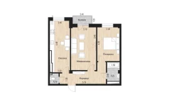 2-xonali xonadon 65.61 m²  3/10 qavat | Ko'kcha-Oqtepa Turar-joy majmuasi