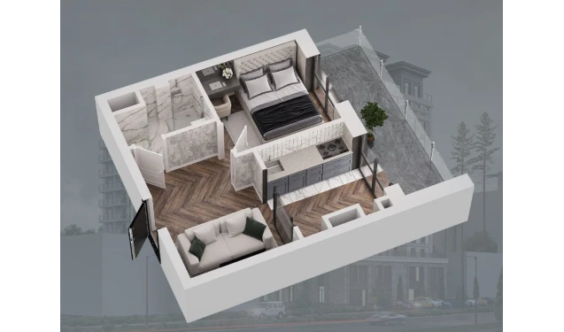2-xonali xonadon 45.1 m²  12/12 qavat | Bunyodobod Turar-joy majmuasi