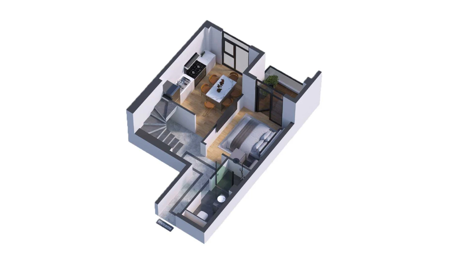 1-xonali xonadon 81.47 m²  7/7 qavat | Bochka Resort Turar-joy majmuasi