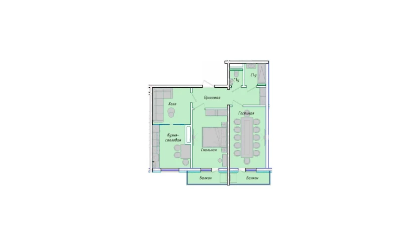 3-комнатная квартира 72.85 м²  8/12 этаж | Жилой комплекс SERGELI CITY