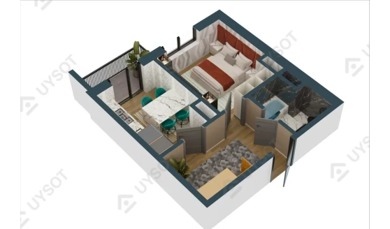 1-комнатная квартира 37.2 м²  9/12 этаж | Жилой комплекс F&M Tower
