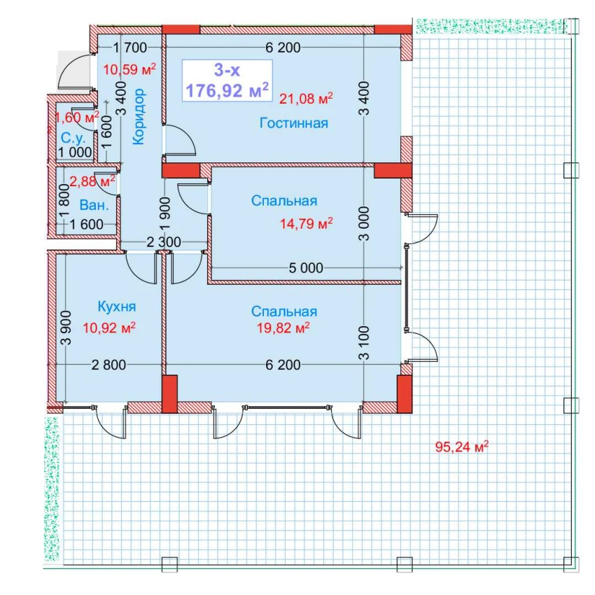 3-комн. квартира 176.92 м²  2/8 этаж | Жилой комплекс CAPITAL AVENUE