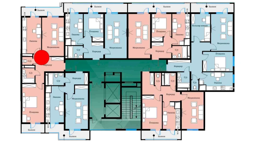 2-комн. квартира 64.44 м²  1/16 этаж | Жилой комплекс SOKIN DIYOR