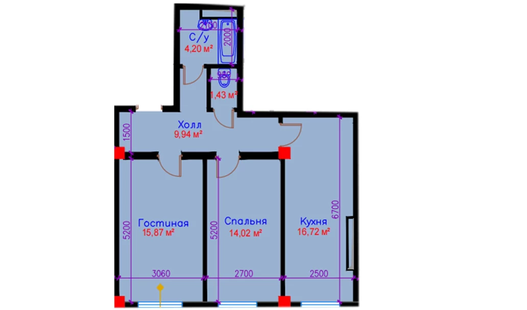 2-комн. квартира 62.18 м²  10/10 этаж | Жилой комплекс Ko'kcha-Oqtepa