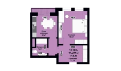1-xonali xonadon 42.8 m²  3/8 qavat | SMART HOUSE NURAFSHAN Turar-joy majmuasi
