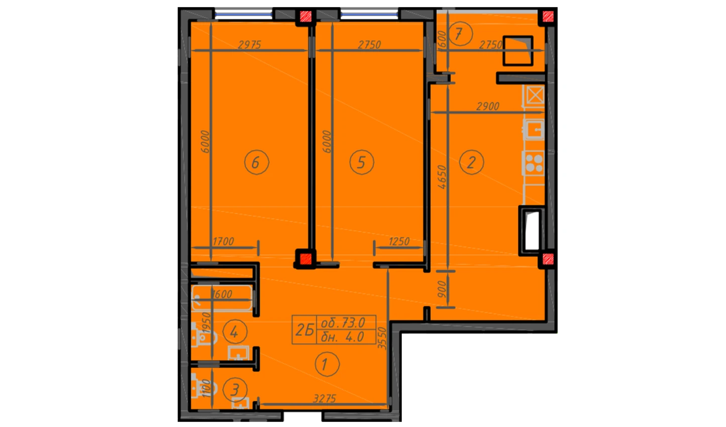 2-комн. квартира 73 м²  2/12 этаж | Жилой комплекс Sokin hayot