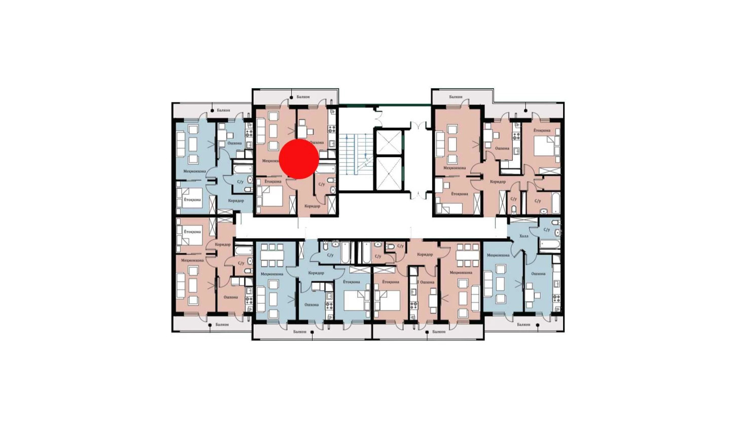 2-комн. квартира 47.93 м²  16/16 этаж | Жилой комплекс SOKIN DIYOR