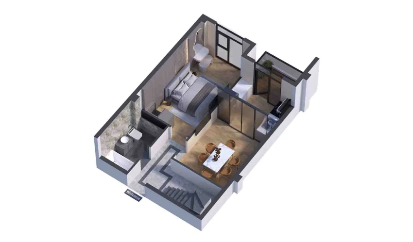 2-xonali xonadon 94.23 m²  7/7 qavat | Bochka Resort Turar-joy majmuasi