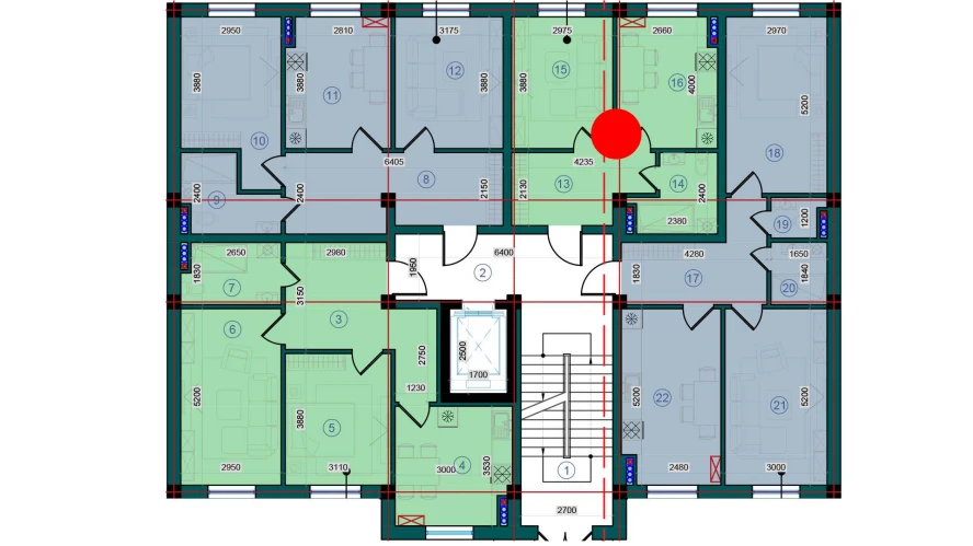 1-xonali xonadon 37.5 m²  1/7 qavat | Bristol Turar-joy majmuasi