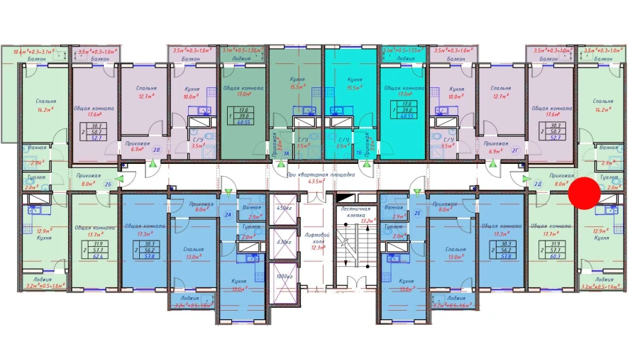 2-комн. квартира 60.3 м²  15/16 этаж | Жилой комплекс TRINITY