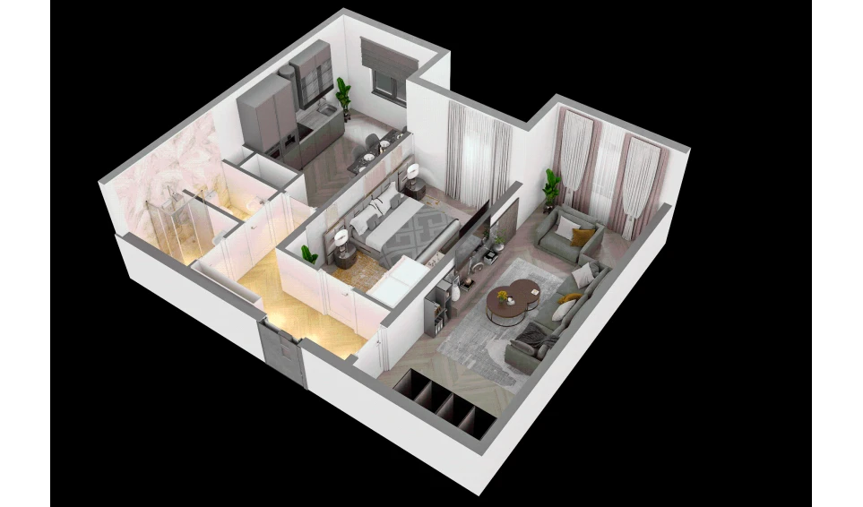 2-xonali xonadon 63.9 m² 12/16 qavat | TRINITY Turar-joy majmuasi 2-xonali xonadon 63.9 m² 12/16 qavat | TRINITY Turar-joy majmuasi