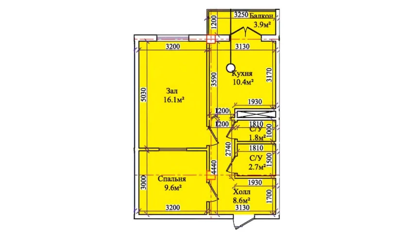 2-xonali xonadon 52.8 m²  4/9 qavat | CHIRCHIQ CITY Turar-joy majmuasi