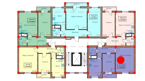 2-xonali xonadon 61.4 m²  9/10 qavat | Orzular Turar-joy majmuasi