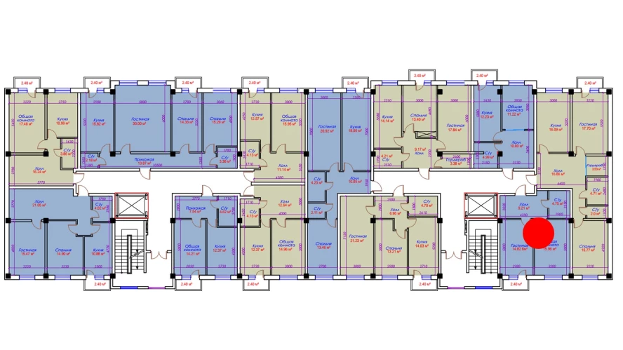 1-xonali xonadon 47.14 m²  7/10 qavat | Ko'kcha-Oqtepa Turar-joy majmuasi