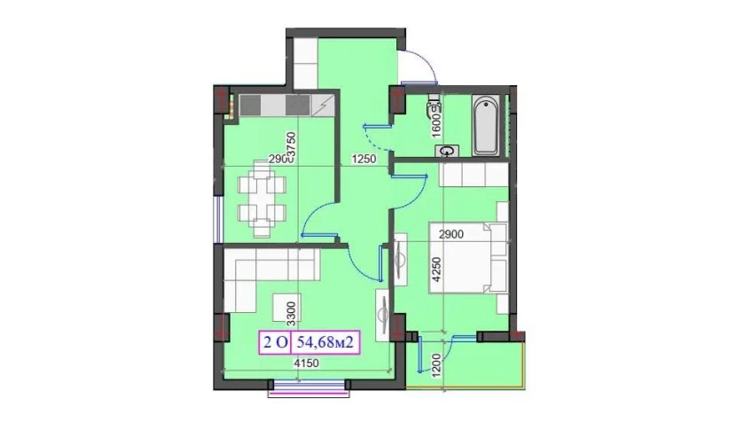 2-xonali xonadon 54.68 m²  5/7 qavat | O'ZBEGIM Turar-joy majmuasi