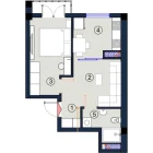 1-xonali xonadon 37.5 m²  6/9 qavat | FLORYA RESIDENCE Turar-joy majmuasi