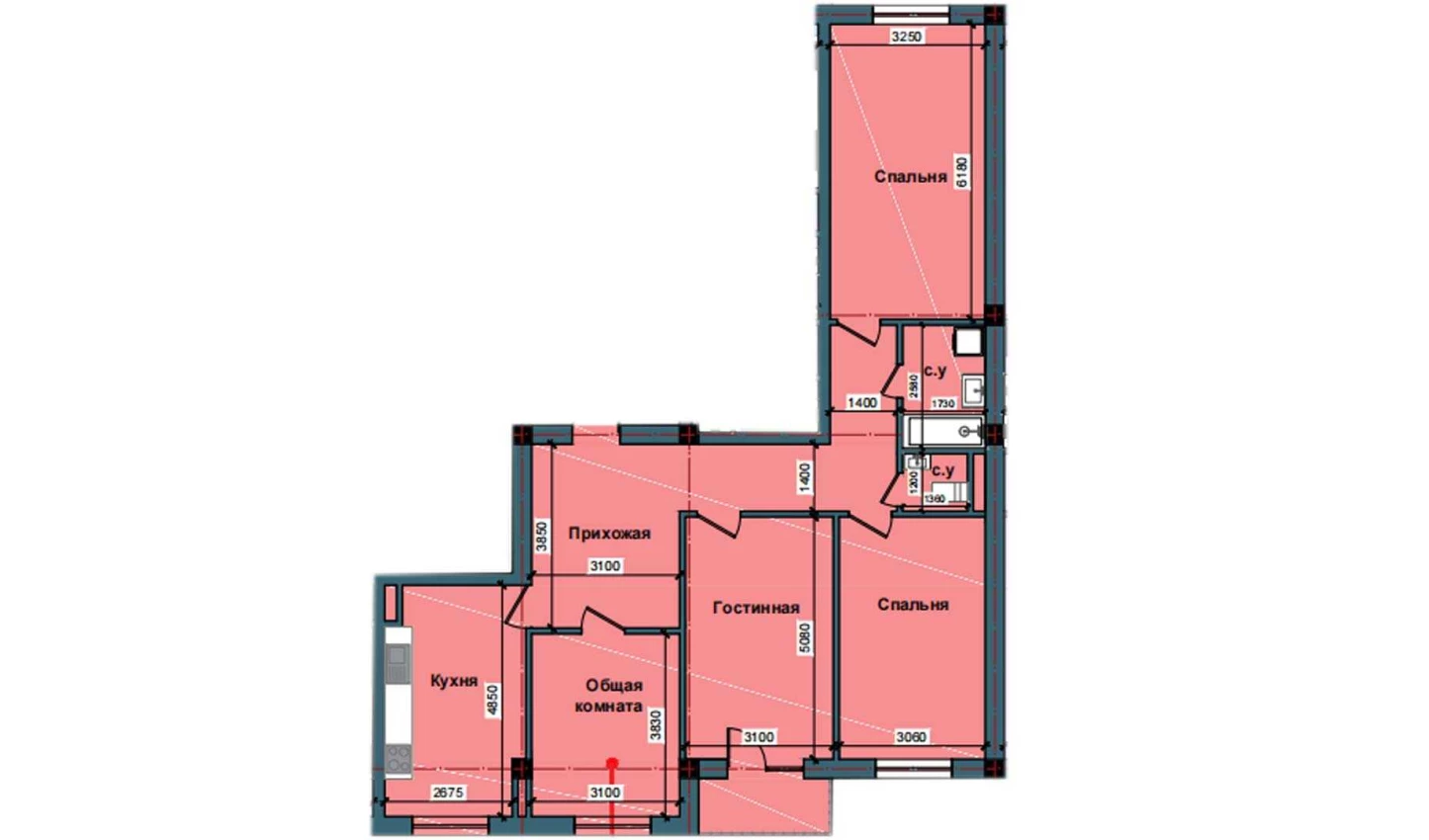 4-комн. квартира 113.3 м²  8/11 этаж | Жилой комплекс NUR BARAKA