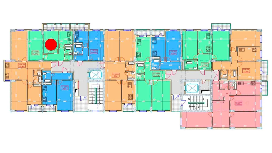 2-xonali xonadon 58.87 m²  9/9 qavat | XUMO Turar-joy majmuasi