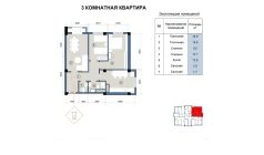 3-xonali xonadon 143 m²  9/9 qavat | FLORYA RESIDENCE Turar-joy majmuasi