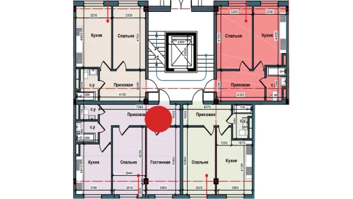 2-комнатная квартира 64.1 м²  7/9 этаж | Жилой комплекс NUR BARAKA