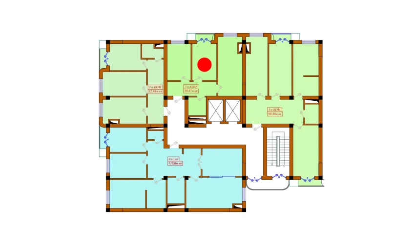 2-xonali xonadon 59.87 m²  7/11 qavat | Aviasozlar Plaza Turar-joy majmuasi