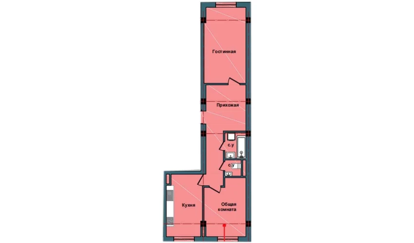 2-xonali xonadon 70.7 m²  2/11 qavat | NUR BARAKA Turar-joy majmuasi