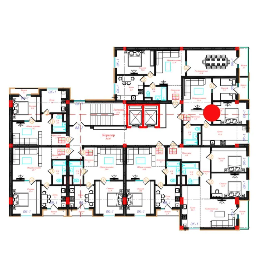 2-xonali xonadon 58.5 m²  4/10 qavat | CHINARA PARK Turar-joy majmuasi