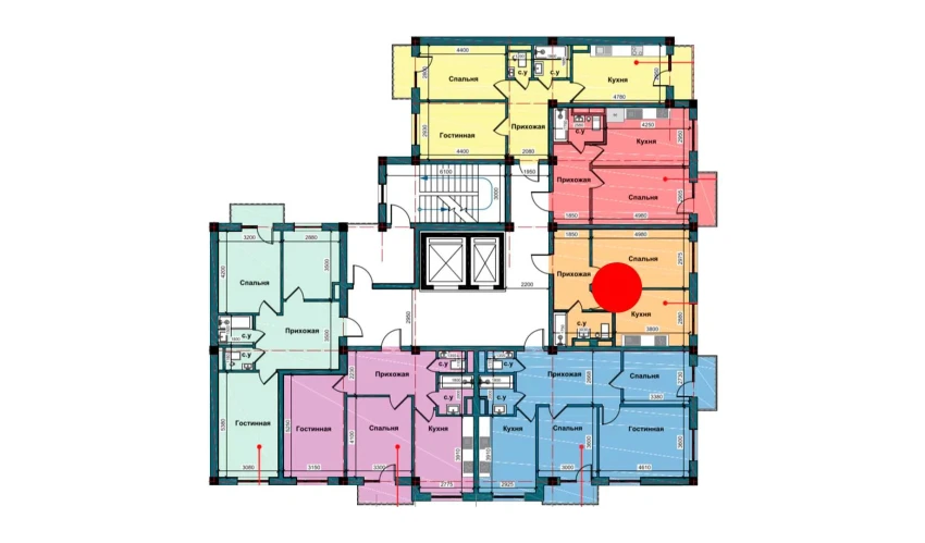 1-xonali xonadon 41.5 m²  6/10 qavat | NUR BARAKA Turar-joy majmuasi
