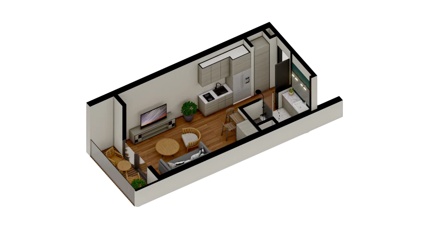 1-комн. квартира 23.39 м²  1/7 этаж | Жилой комплекс TUSHLAR VODIYSI