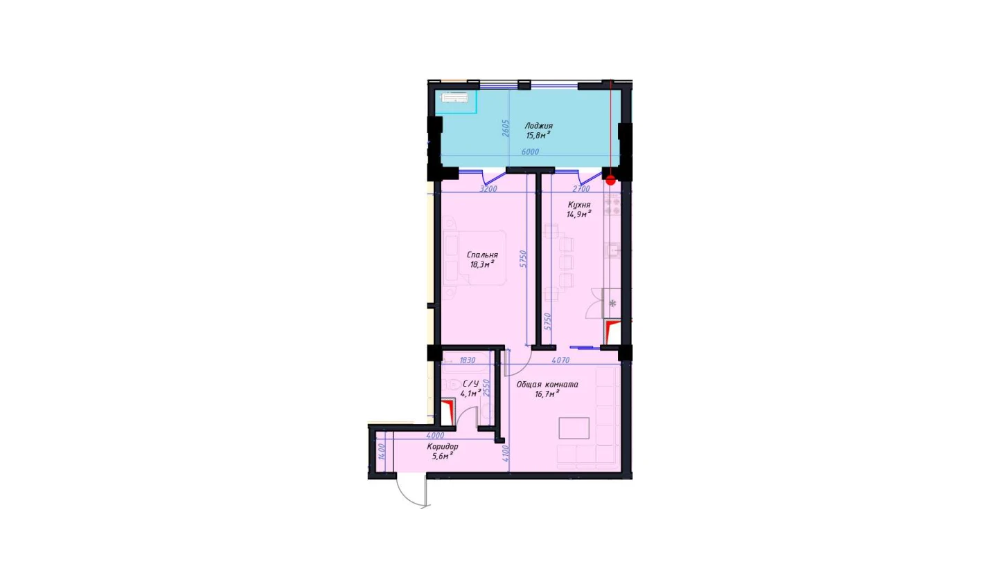 2-комн. квартира 75.4 м²  11/14 этаж | Жилой комплекс Avia Palace