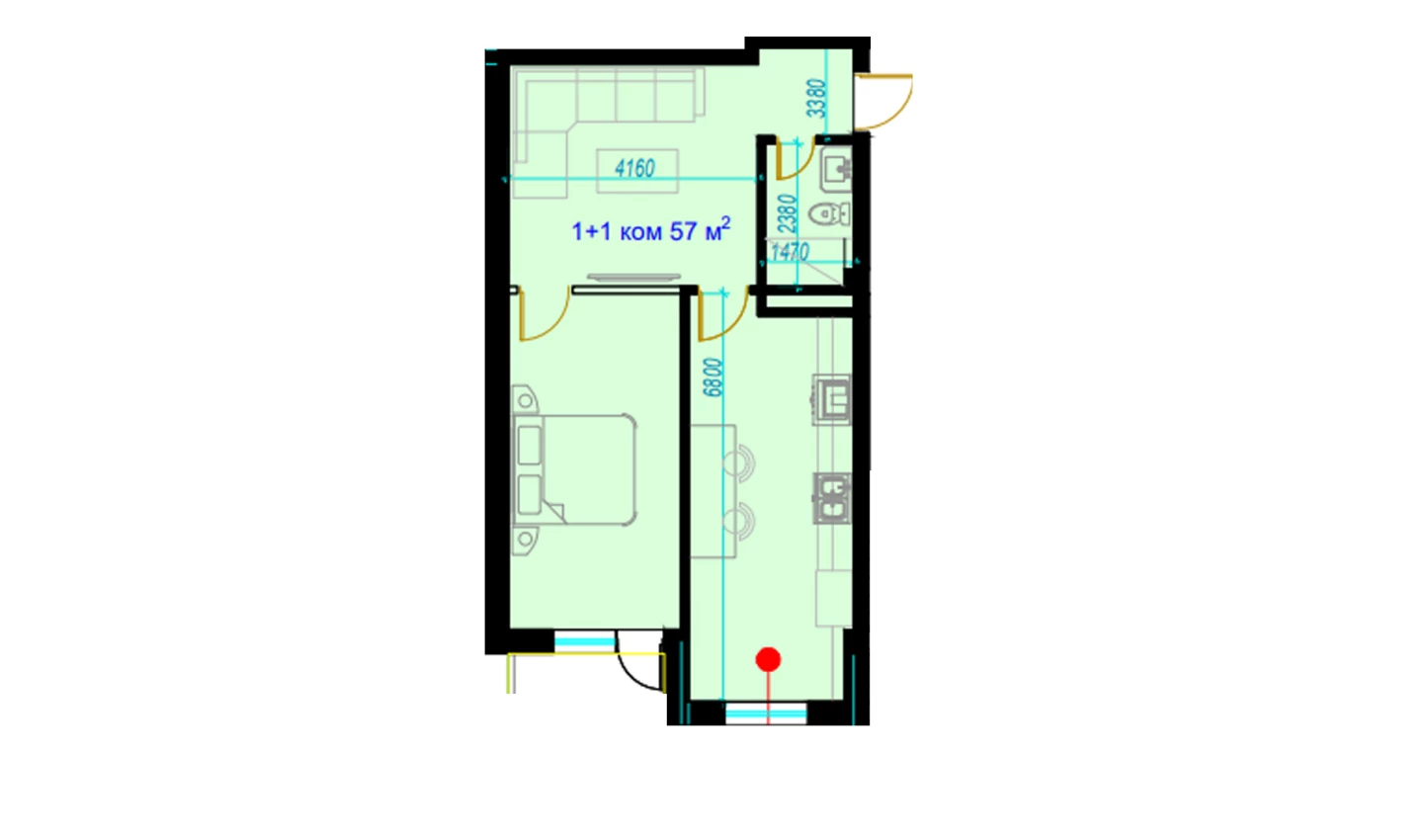 2-комн. квартира 57 м²  2/9 этаж | Жилой комплекс Rohat