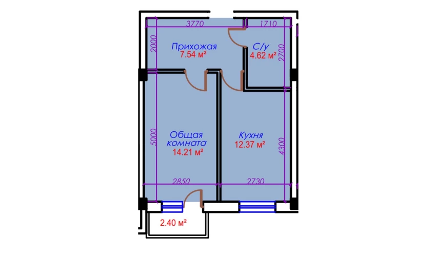 1-комн. квартира 41.14 м²  2/10 этаж | Жилой комплекс Ko'kcha-Oqtepa