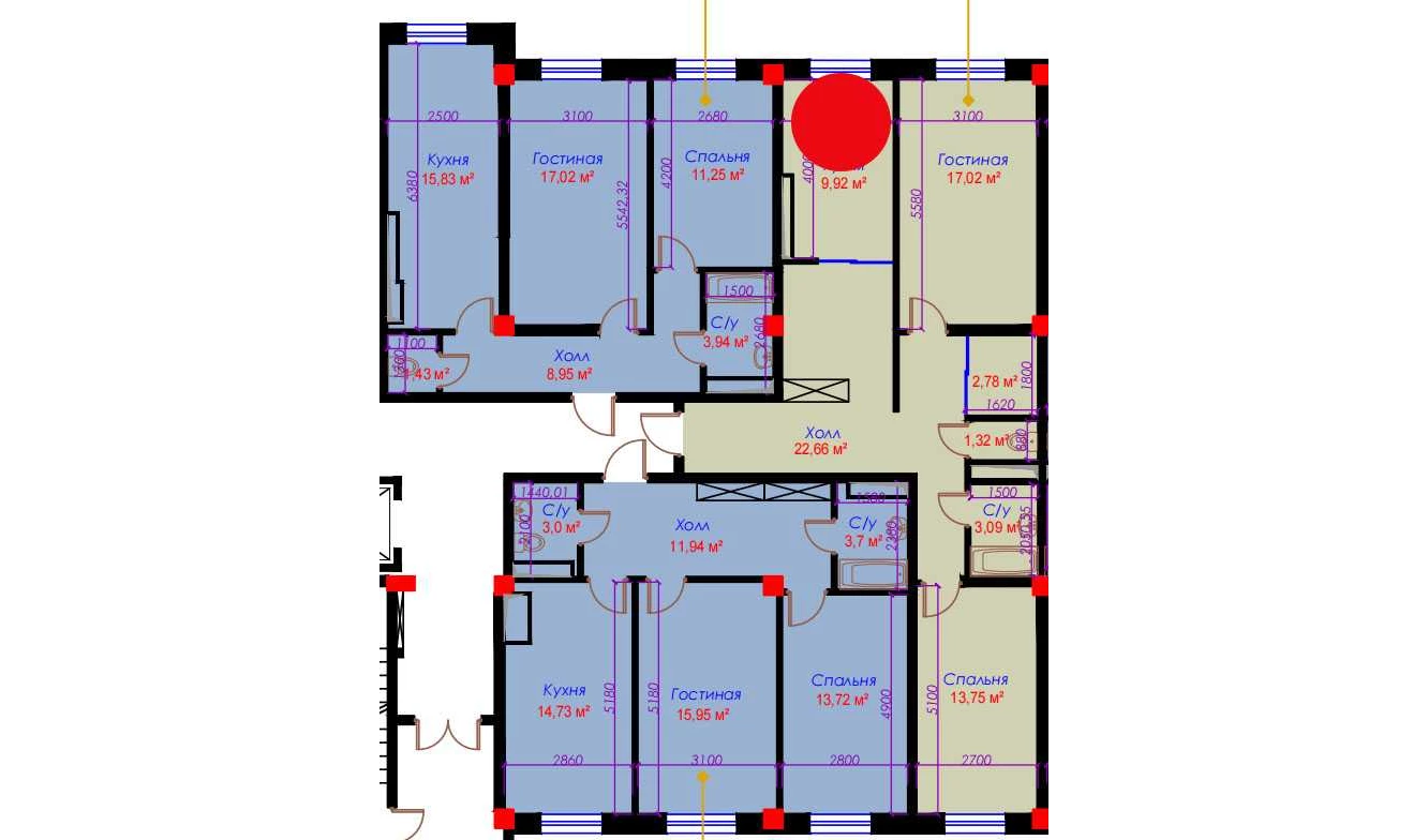 2-комн. квартира 71.07 м²  10/10 этаж | Жилой комплекс Ko'kcha-Oqtepa
