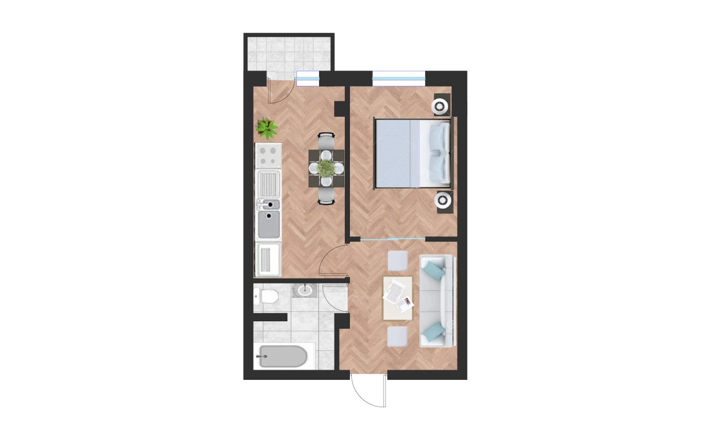 1-комн. квартира 40.84 м²  8/10 этаж | Жилой комплекс Ko'kcha-Oqtepa