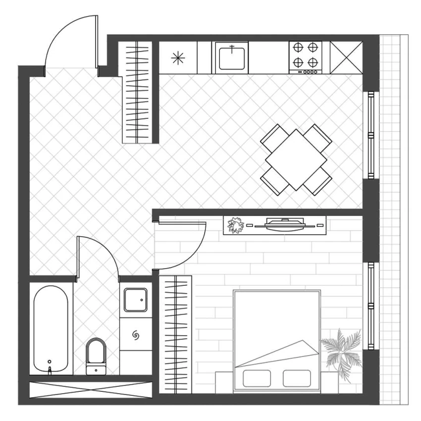 1-комн. квартира 35 м²  8/12 этаж | Жилой комплекс PARVOZ