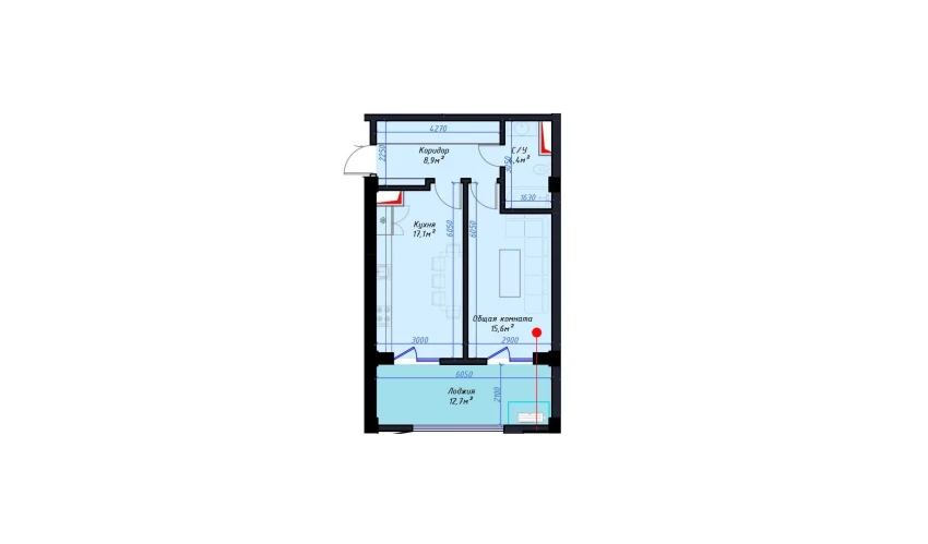 2-комнатная квартира 58.7 м²  5/14 этаж | Жилой комплекс Avia Palace