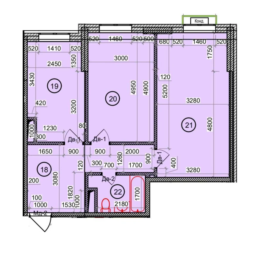 2-xonali xonadon 68.6 m²  6/9 qavat | Uchtepa Avenue Turar-joy majmuasi