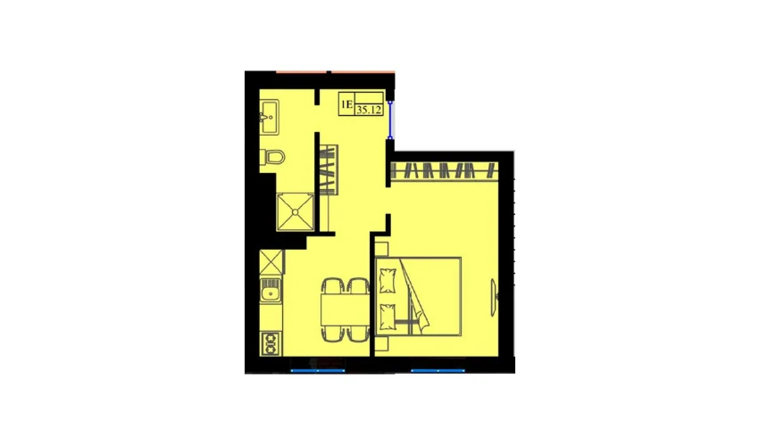 1-комнатная квартира 36 м²  7/7 этаж | Жилой комплекс Sohil