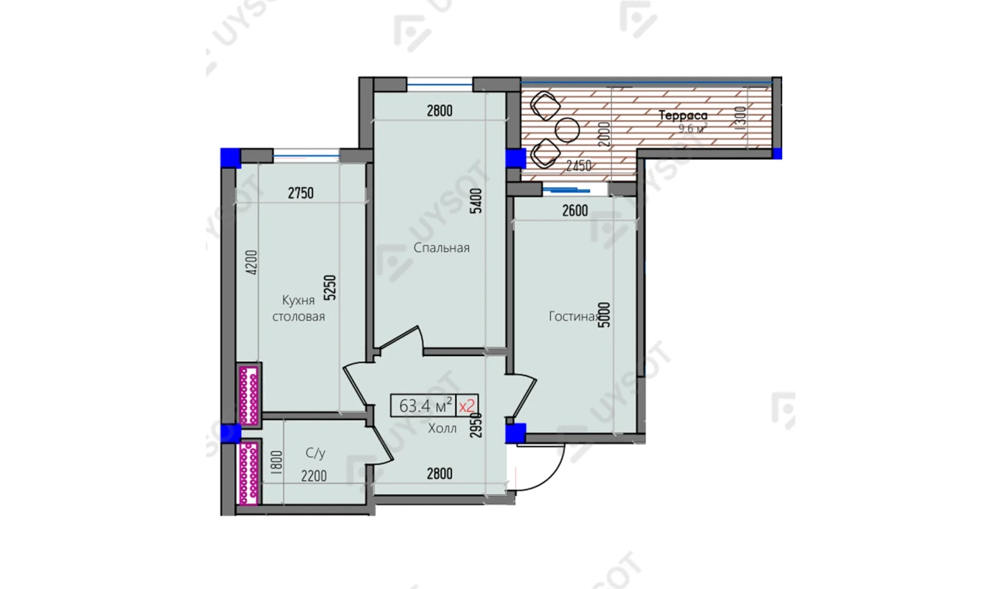 2-xonali xonadon 63.4 m² 2/16 qavat | Park Avenue Turar-joy majmuasi 2-xonali xonadon 63.4 m² 2/16 qavat | Park Avenue Turar-joy majmuasi