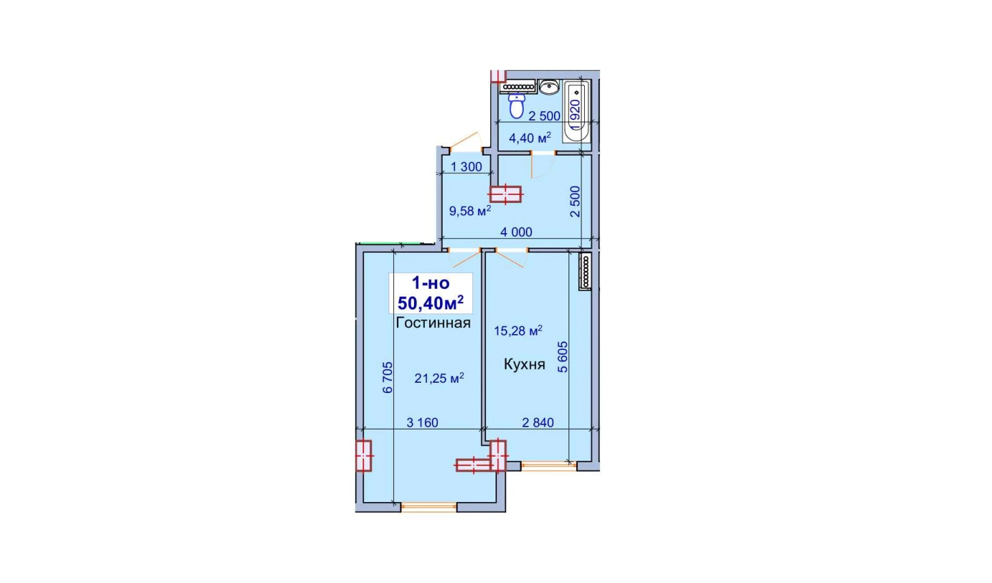 1-комн. квартира 50.4 м²  9/9 этаж | Жилой комплекс SHAYX-UL OLAM
