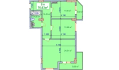 2-комн. квартира 76.63 м²  6/9 этаж | Жилой комплекс SHAYX-UL OLAM