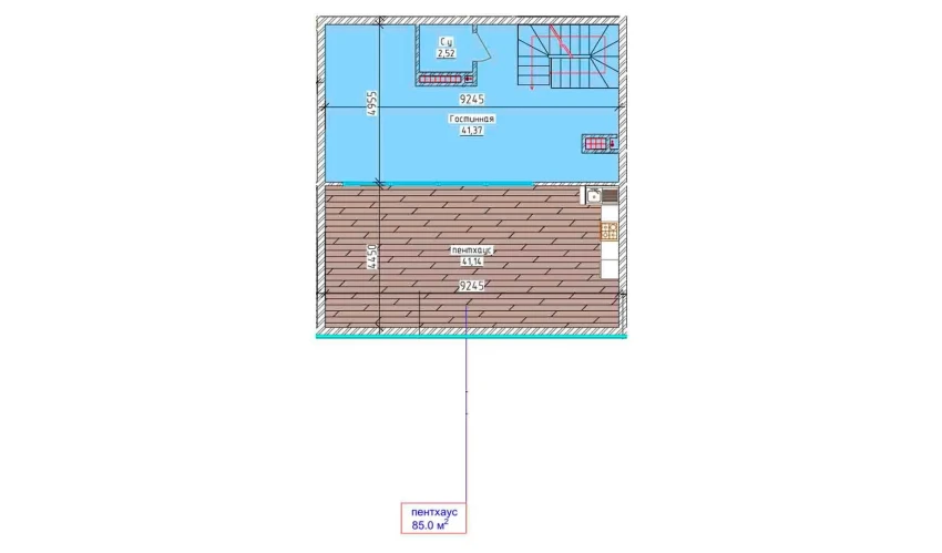 2-комнатная квартира 61.75 м²  9/9 этаж | Жилой комплекс Aero Town