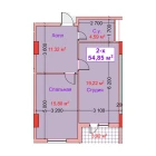 2-комн. квартира 54.85 м²  7/8 этаж | Жилой комплекс CAPITAL AVENUE