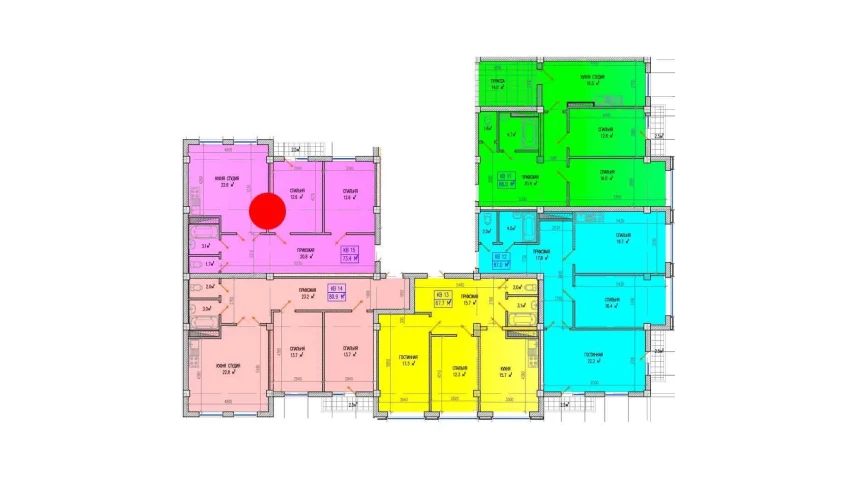 3-xonali xonadon 75.9 m²  3/9 qavat | Yuksalish Nurafshon Turar-joy majmuasi