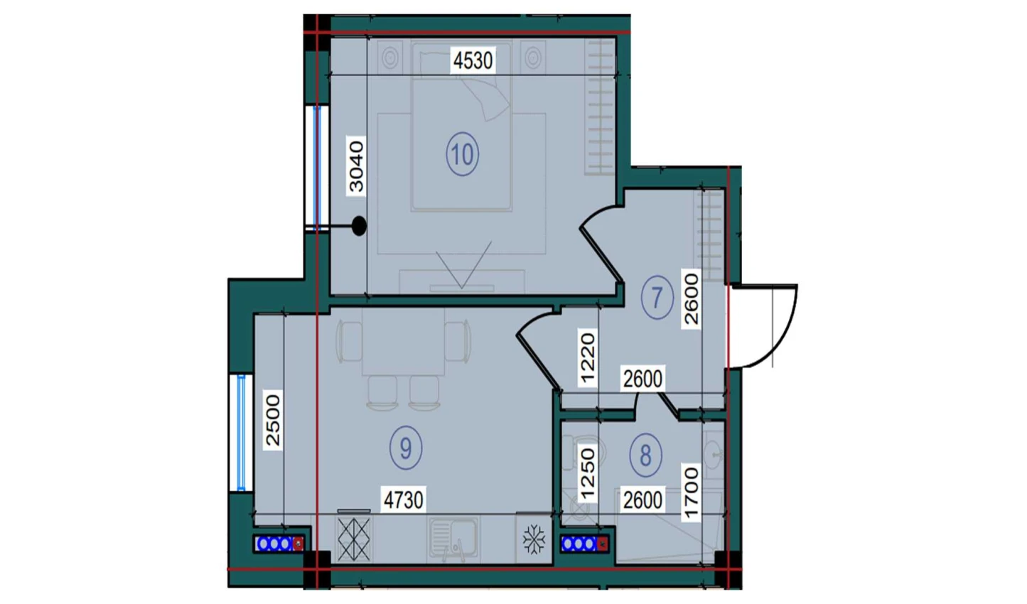 1-комн. квартира 39 м²  1/7 этаж | Жилой комплекс Bristol