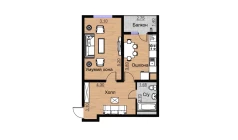 1-комн. квартира 52.09 м²  9/16 этаж | Жилой комплекс BRILLIANT